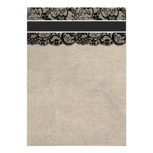Black Lace and Burlap Wedding Invitation