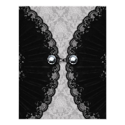 Black Lace and Diamond Look Goth Wedding Custom Invite