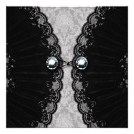 Black Lace and Diamond Look Goth Wedding Custom Invitations