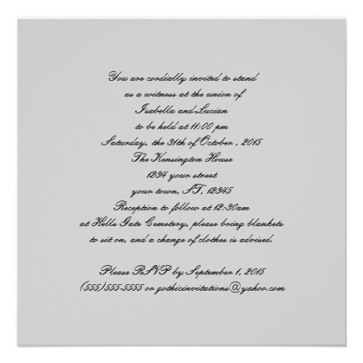 Black Lace and Diamond Look Goth Wedding Custom Invitations