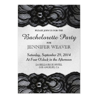 Black Lace and Satin Bachelorette Party Invitation