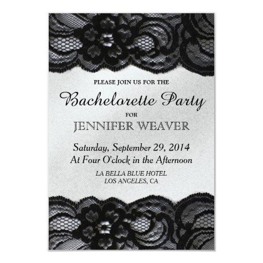 Black Lace and Satin Bachelorette Party Invitation