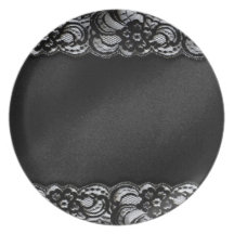 Black Lace and Satin Party Plate