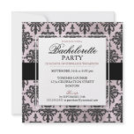 Black Lace Bachelorette Party Invitations in Blush