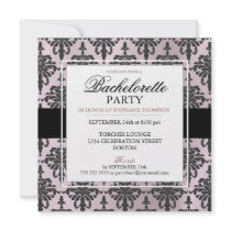 Black Lace Bachelorette Party Invitations in Blush