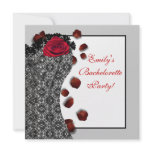 Black Lace Corset Red High Heel Bachelorette Party Custom Invitation