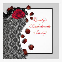 Black Lace Corset Red High Heel Bachelorette Party invitations
