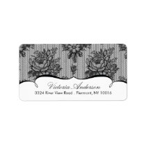 Black Lace Damask Return Address Labels.
