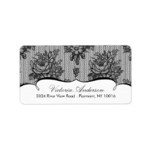 Black Lace Damask Return Address Labels.
