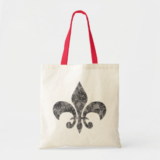 Black Lace Fleur De Lis Canvas Bag