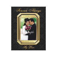 Black Lace & Gold Frame Forever Photo Canvas Print wrappedcanvas