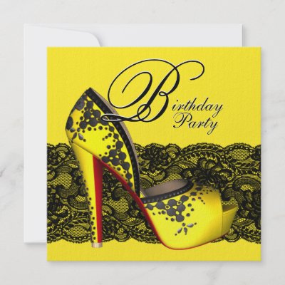 Custom High Heel Shoes on Black Lace High Heel Shoes Yellow Black Party Custom Invitations From