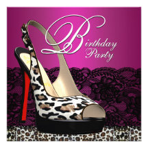 Black Lace Hot Pink Leopard Birthday Party Invitat Invite