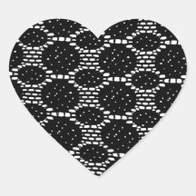 black lace knitted pattern heart stickers