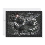 Black Lace Mask Jeweled Masquerade Ball Invitation