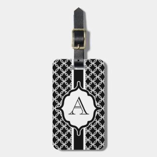 Black Lace Monogrammed Luggage Tag