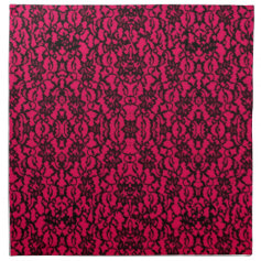 Black Lace on Red Elegant Home Collection Cloth Napkins