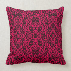 Black Lace on Red Elegant Home Collection Throw Pillows