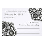 Black Lace on White (Wedding Reply Cards) Custom Invite