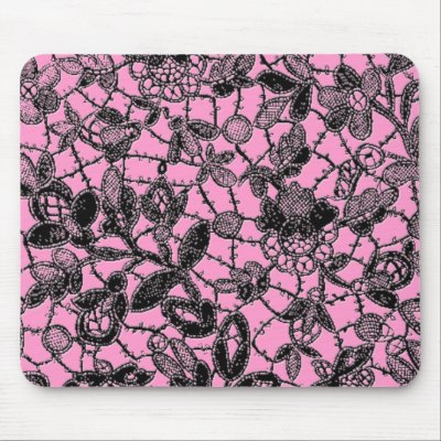 black lace over pink feminine mousepads by dbvisualarts