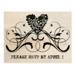 Black Lace Parchment RSVP Post Card