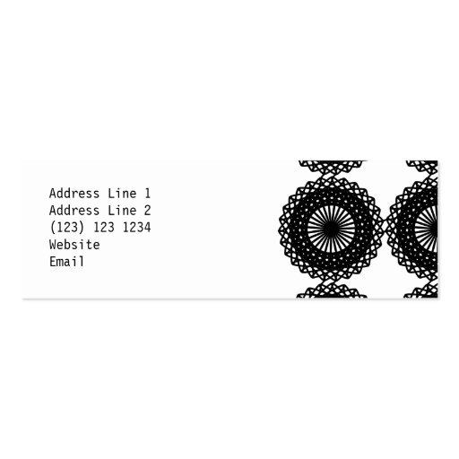 Black Lace Pattern Design. Custom Business Card Template (back side)
