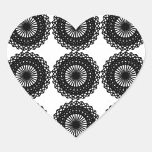 Black Lace Pattern Design. Custom Heart Stickers