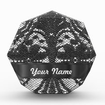 Black lace personalized acrylic award