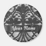 Black lace personalized fridge magnets