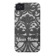 Black lace personalized iPhone 4 Case-Mate cases