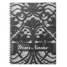 Black lace personalized spiral note books