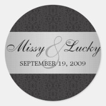 Black Lace & Silver Couple Sticker/Seal