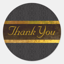 Black Lace Thank You Sticker/Seal