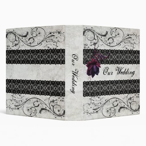 Black Lace Wedding 3 Ring Binder