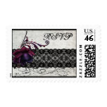 Black Lace Wedding RSVP Postage