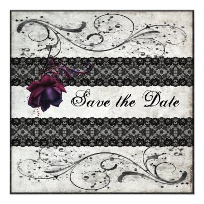 Black Lace Wedding Save the Date Custom Invitation