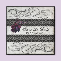 Black Lace Wedding Save the Date magnets