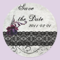 Black Lace Wedding Save the Date stickers