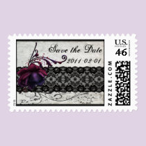 Black Lace Wedding Save the Date stamps