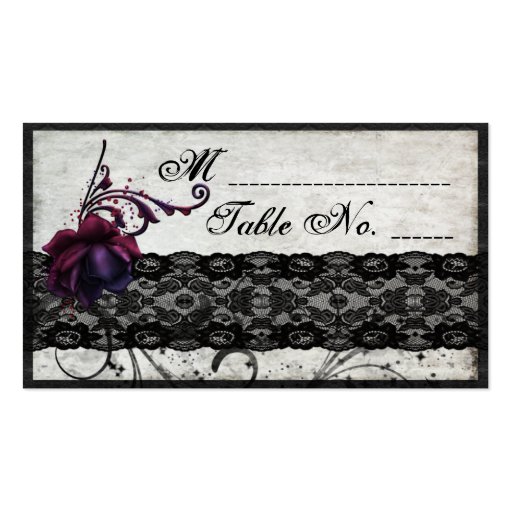 Black Lace Wedding Suite Placecards Business Card (front side)