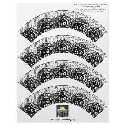 Black Lacy Cupcake Wrapper Letterhead Template by printnparty