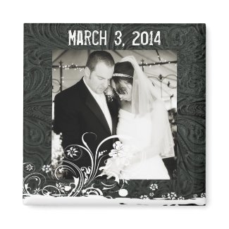 Black Leather and Lace Photo Save the Date Magnet magnet