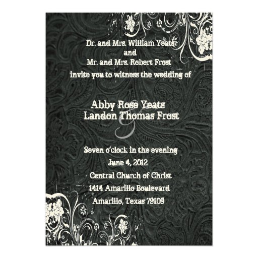 Black Leather and White Lace Wedding Invitation