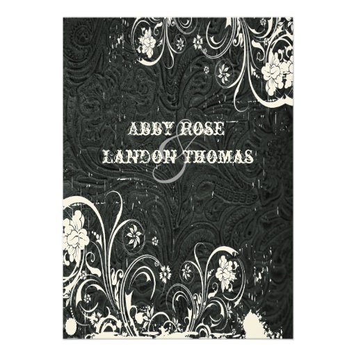 Black Leather and White Lace Wedding Invitation