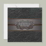 Black Leather Black Bar Mitzvah Invitaitons Custom Invite