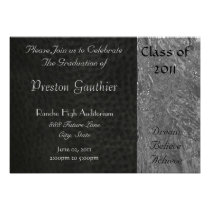 Black Leather & Chrome Graduation Invitation