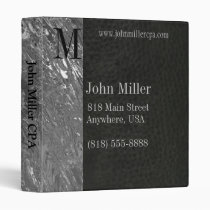 Black Leather & Chrome Monogram Business Binder