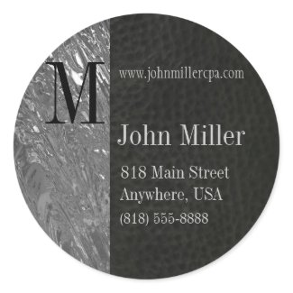 Black Leather & Chrome Monogram Business Sticker sticker