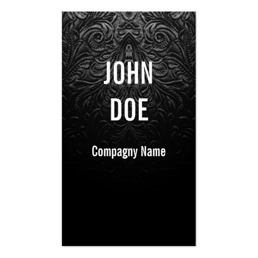 Black leather finely decorated business card template (front side)