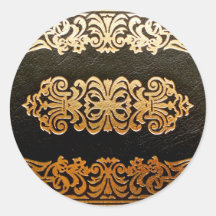 Black Leather Gold Embossed Pattern Sticker